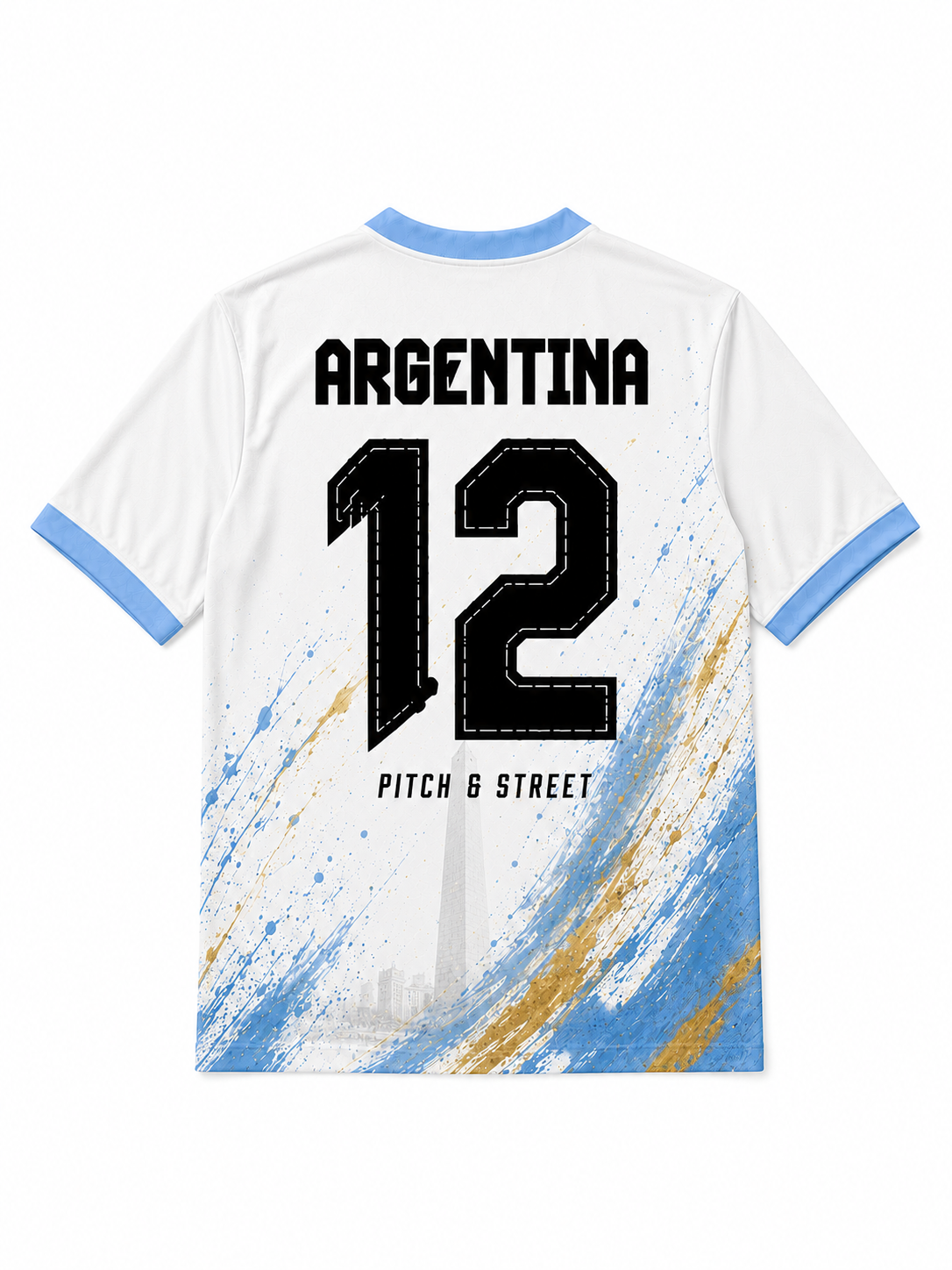 Argentina 12 World Cup Goat Edition football jersey back view by Pitch & Street