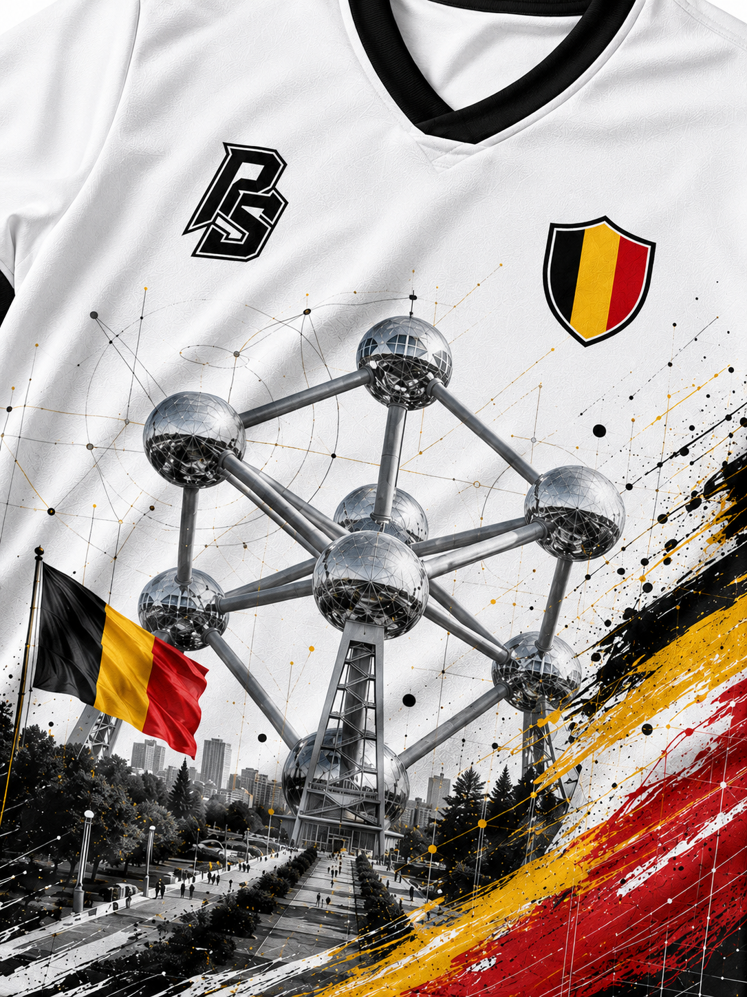 Close-up detail of the Belgium 12 Atomium Edition football jersey