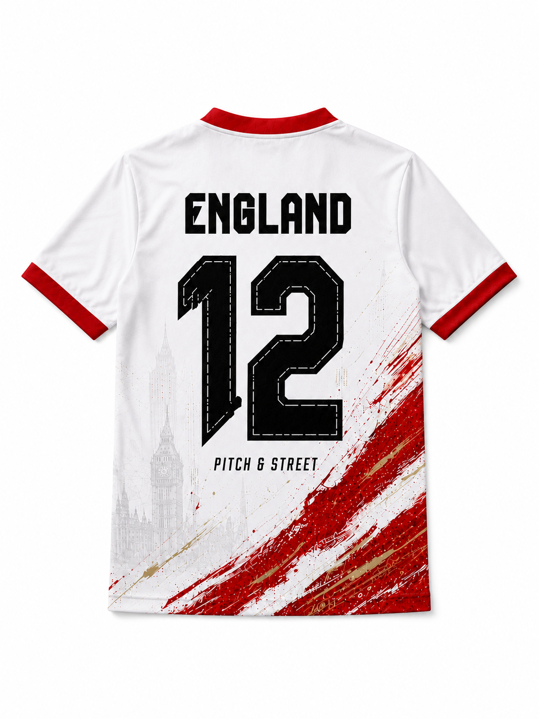 England 12 football jersey back view