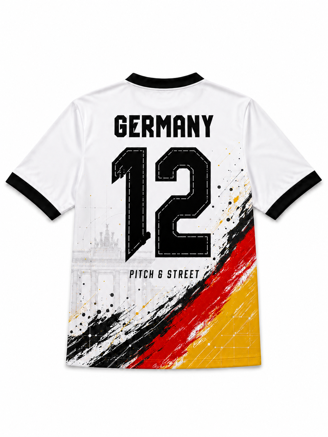 Germany 12 Brandenburg Gate Edition football jersey back view by Pitch & Street