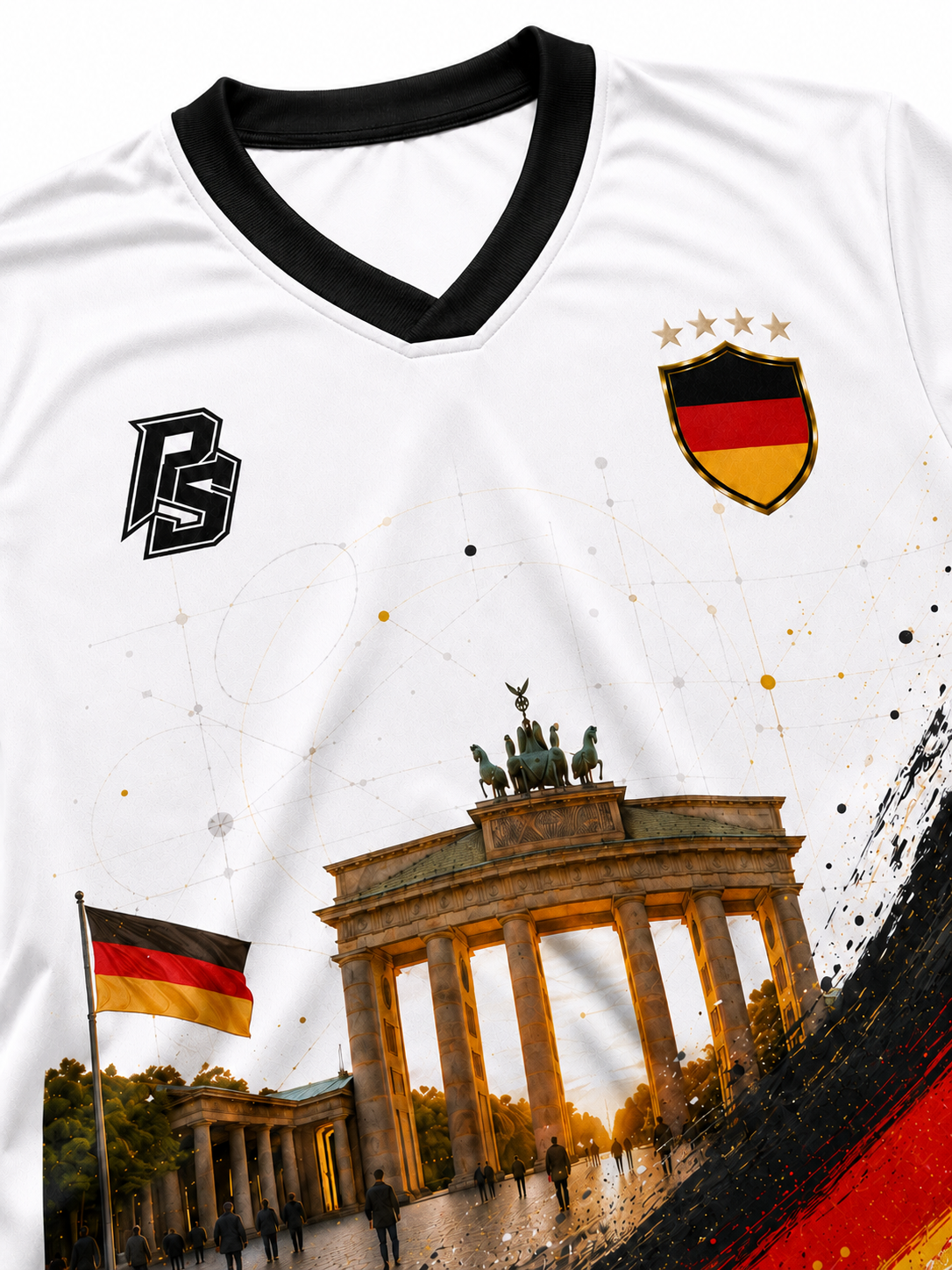 Close-up detail of the Germany 12 Brandenburg Gate Edition football jersey