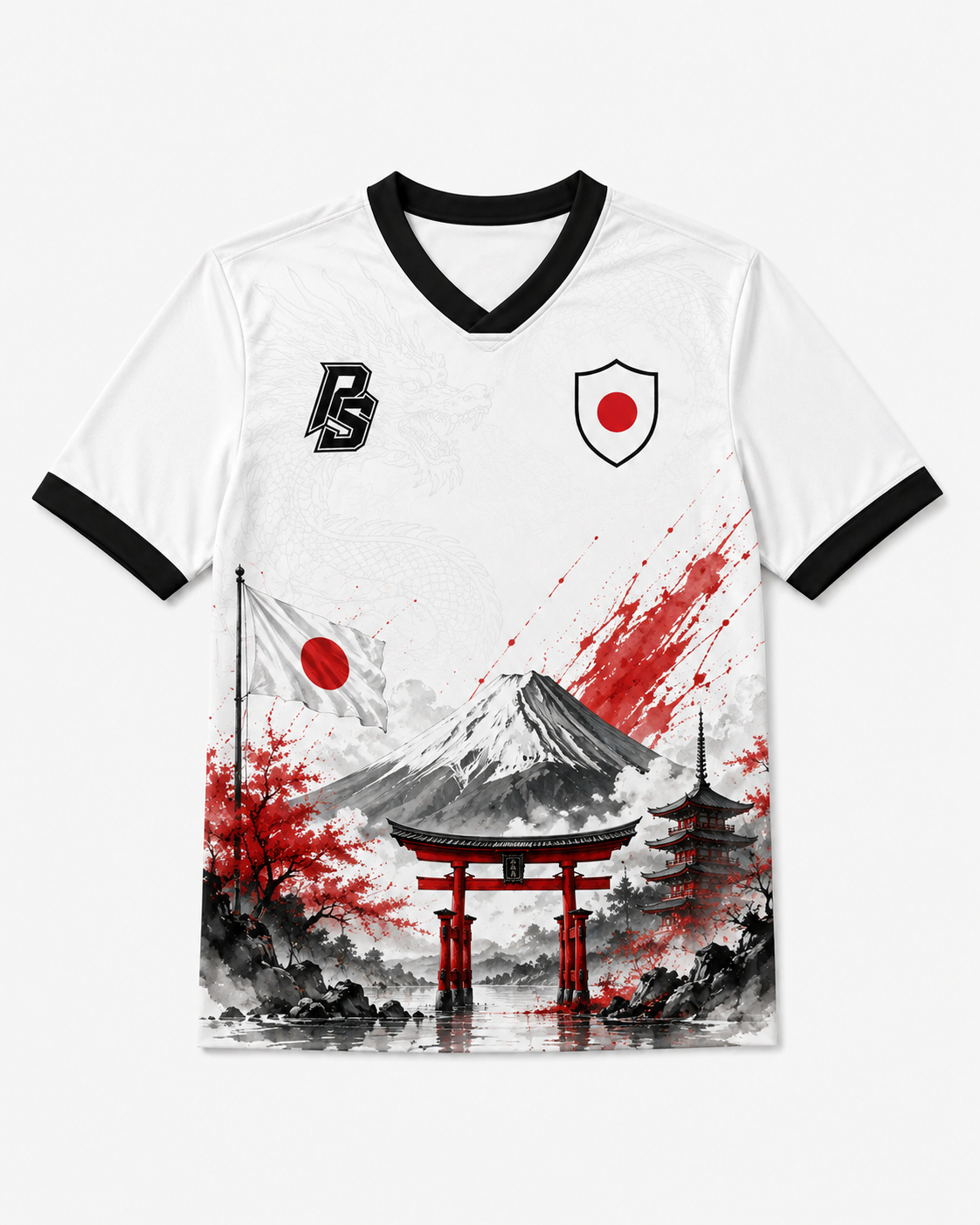 Japan 12 Mount Fuji Edition football jersey front view by Pitch & Street