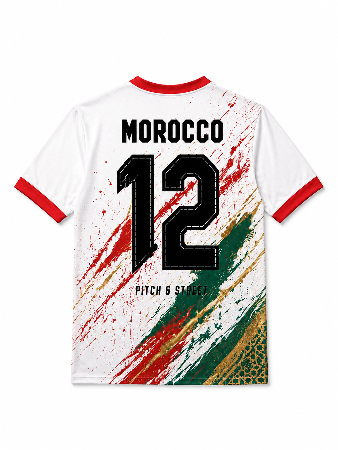 Morocco 12 Marrakech Edition football jersey back view by Pitch & Street