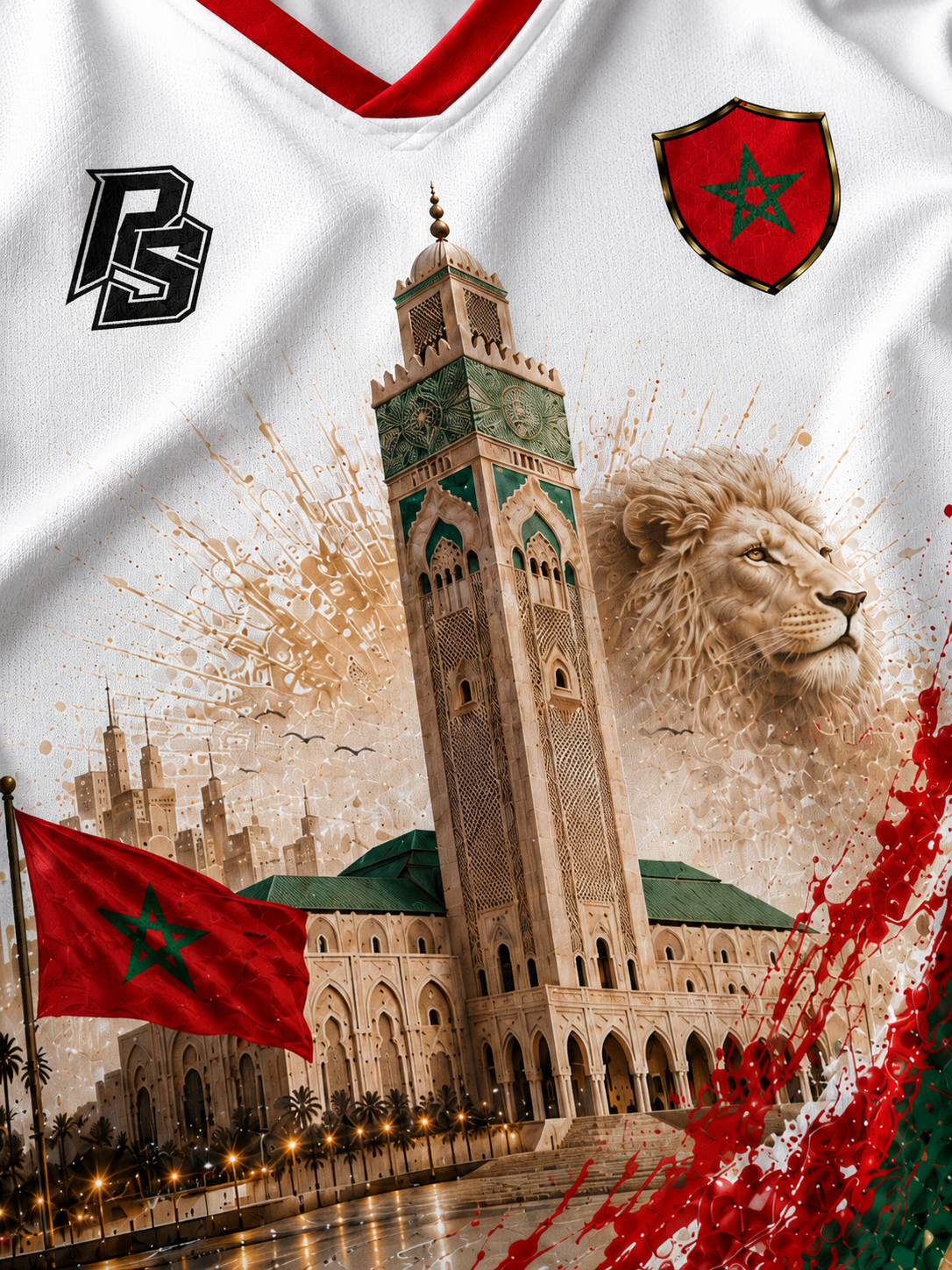 Close-up detail of the Morocco 12 Marrakech Edition football jersey