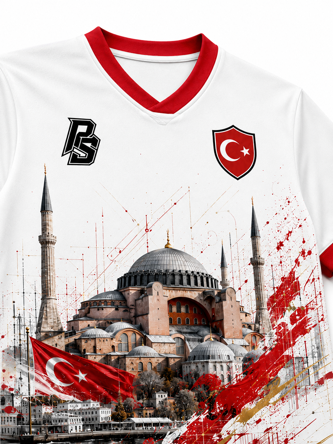 Close-up detail of the Türkiye 12 Hagia Sophia Edition football jersey